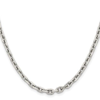 Stainless Steel Chisel Polished 5.3mm 20 Inch Cable Chain Necklace