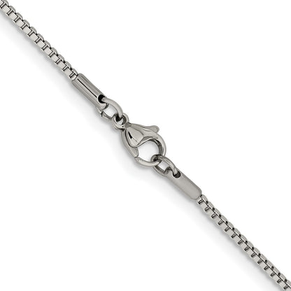 Stainless Steel Chisel Polished 1.5mm 24 Inch Box Chain Necklace