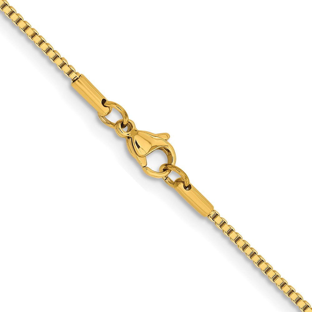 Stainless Steel Chisel Polished Yellow Ip-Plated 1.5mm 20 Inch Box Chain Necklace