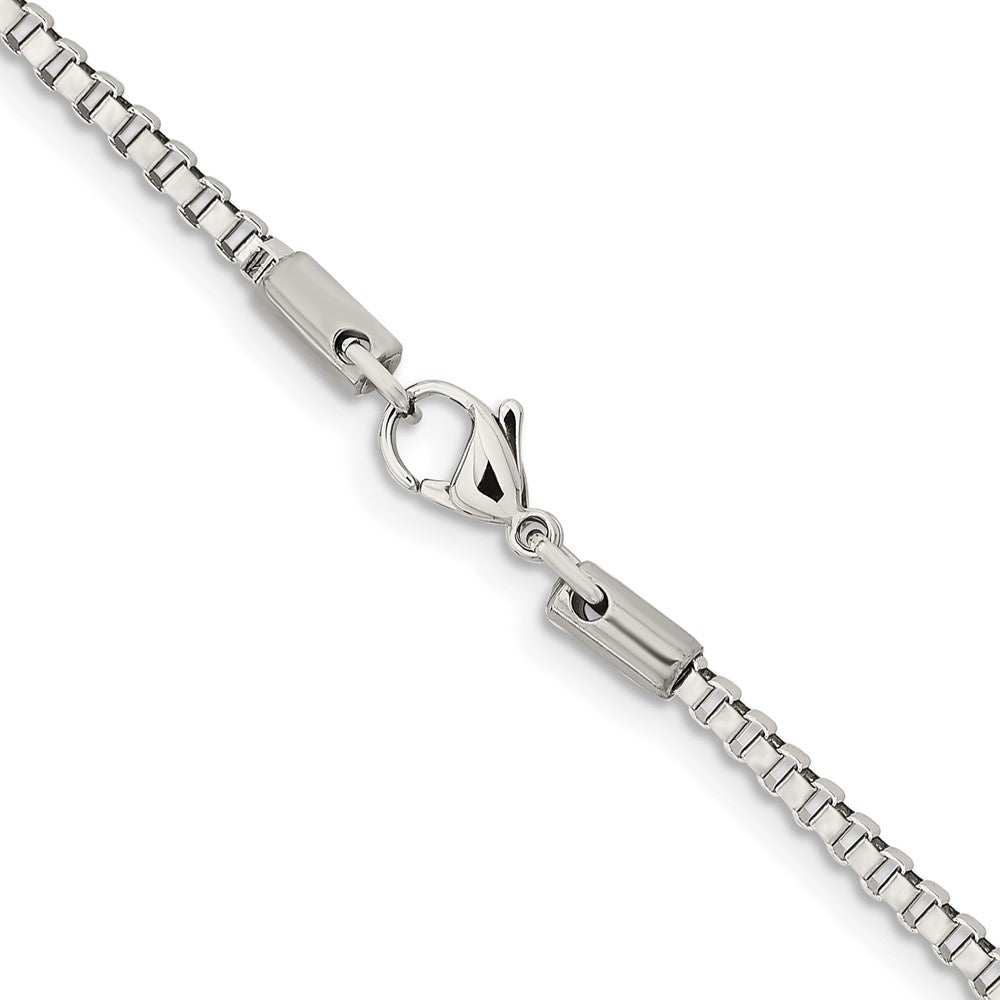Stainless Steel Chisel Polished 2.4mm Box Chain Necklace