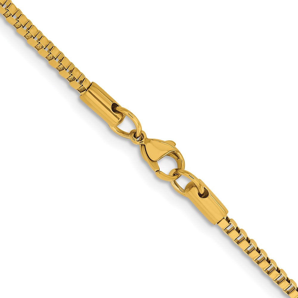 Stainless Steel Chisel Polished Yellow Ip-Plated 2.4mm 20 Inch Box Chain Necklace