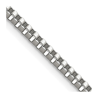 Stainless Steel Chisel Polished 2.4mm 20 Inch Box Chain Necklace