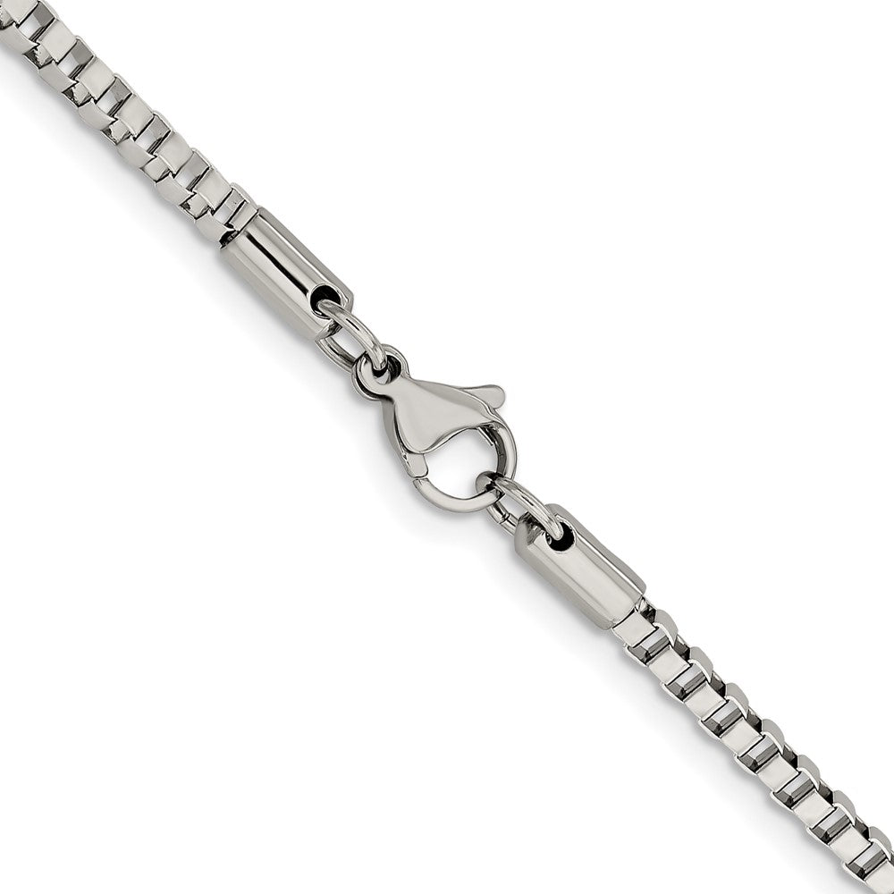 Stainless Steel Chisel Polished 3.2mm 20 Inch Box Chain Necklace