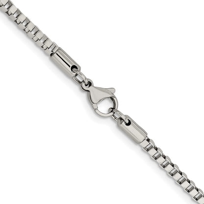 Stainless Steel Chisel Polished 3.2mm 20 Inch Box Chain Necklace