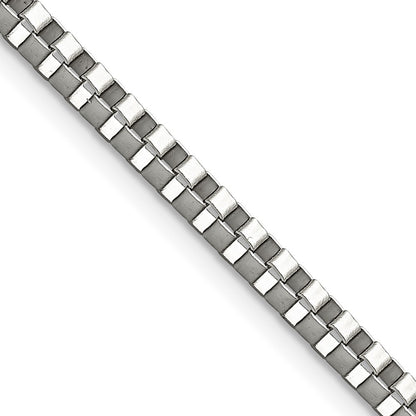 Stainless Steel Chisel Polished 3.2mm 20 Inch Box Chain Necklace