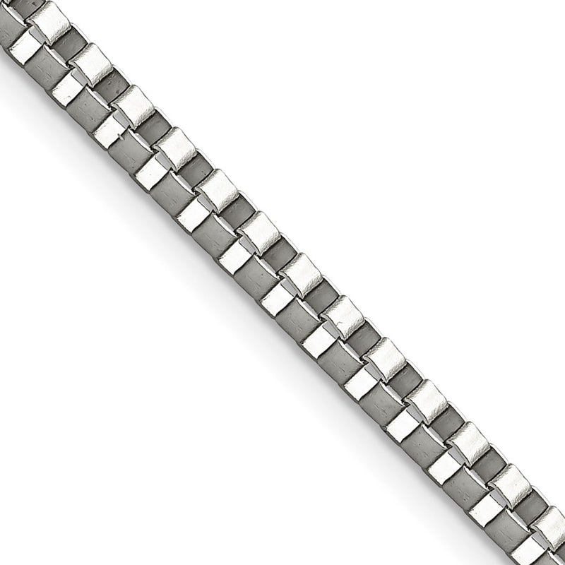 Stainless Steel Chisel Polished 3.2mm 24 Inch Box Chain Necklace