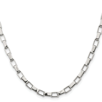 Stainless Steel Chisel Polished 4.8mm 22 Inch Square Link Chain