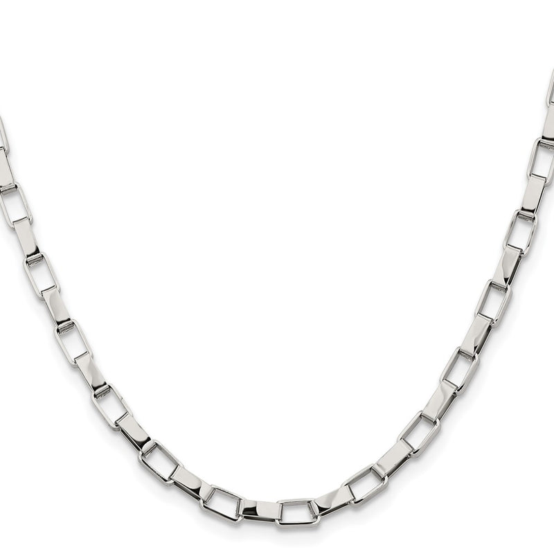 Stainless Steel Chisel Polished 4.8mm 30 Inch Square Link Chain Necklace