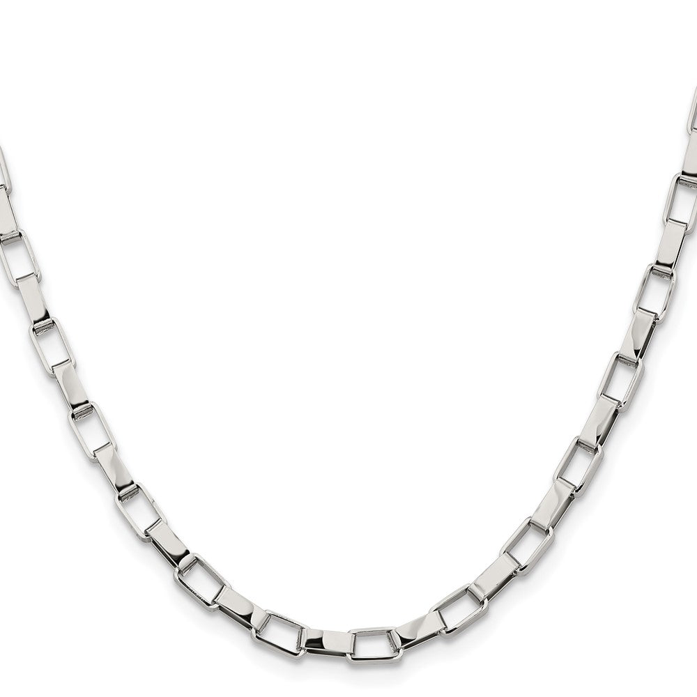 Stainless Steel Chisel Polished 4.8mm Square Link Chain Necklace