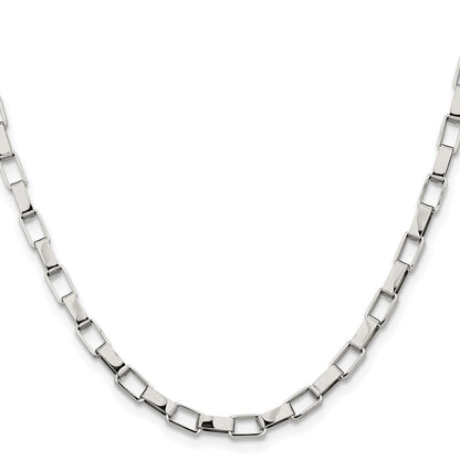 Stainless Steel Chisel Polished 4.8mm Square Link Chain Necklace