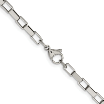 Stainless Steel Chisel Polished 4.8mm 22 Inch Square Link Chain