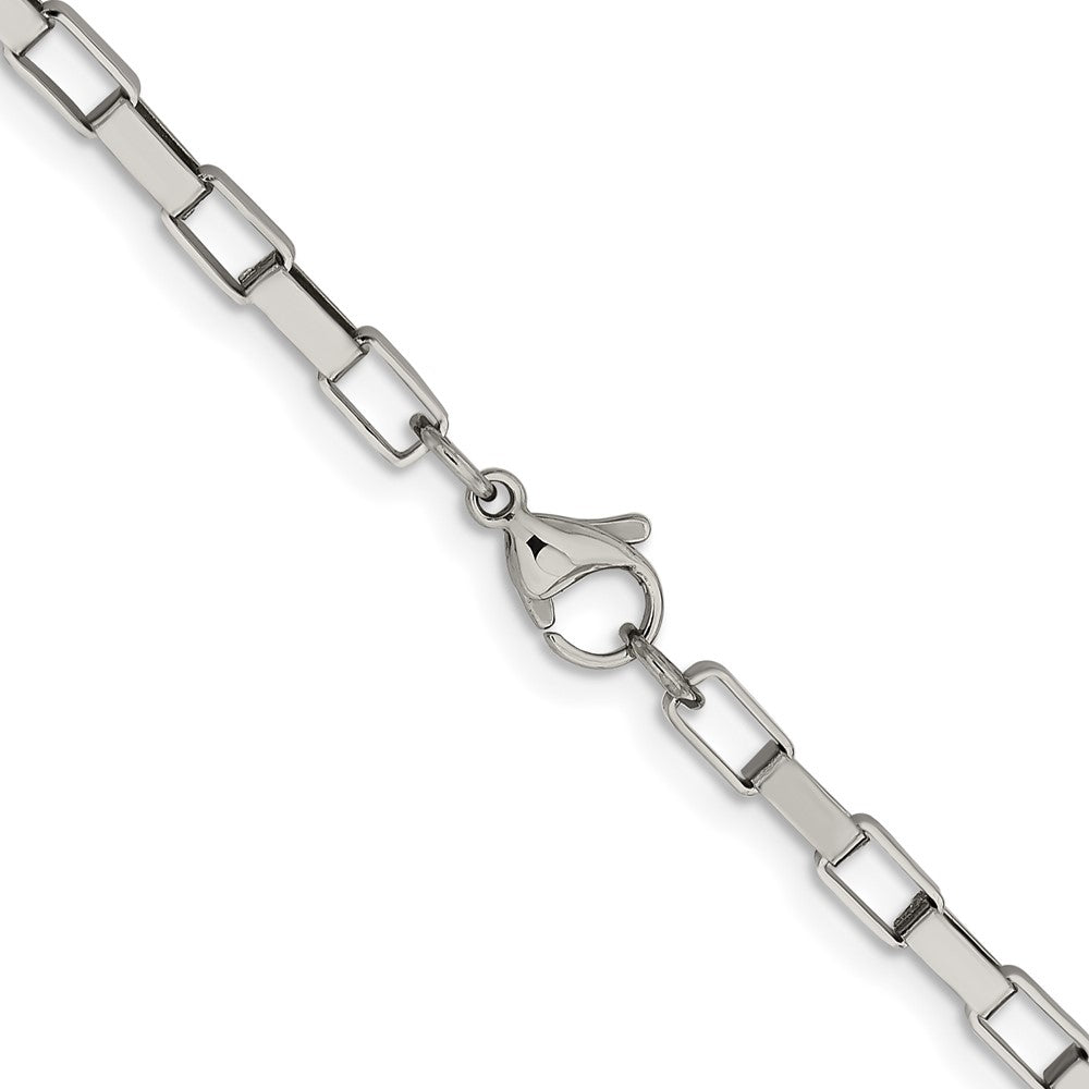 Stainless Steel Chisel Polished 4.8mm Square Link Chain Necklace