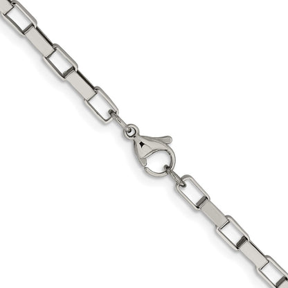 Stainless Steel Chisel Polished 4.8mm Square Link Chain Necklace