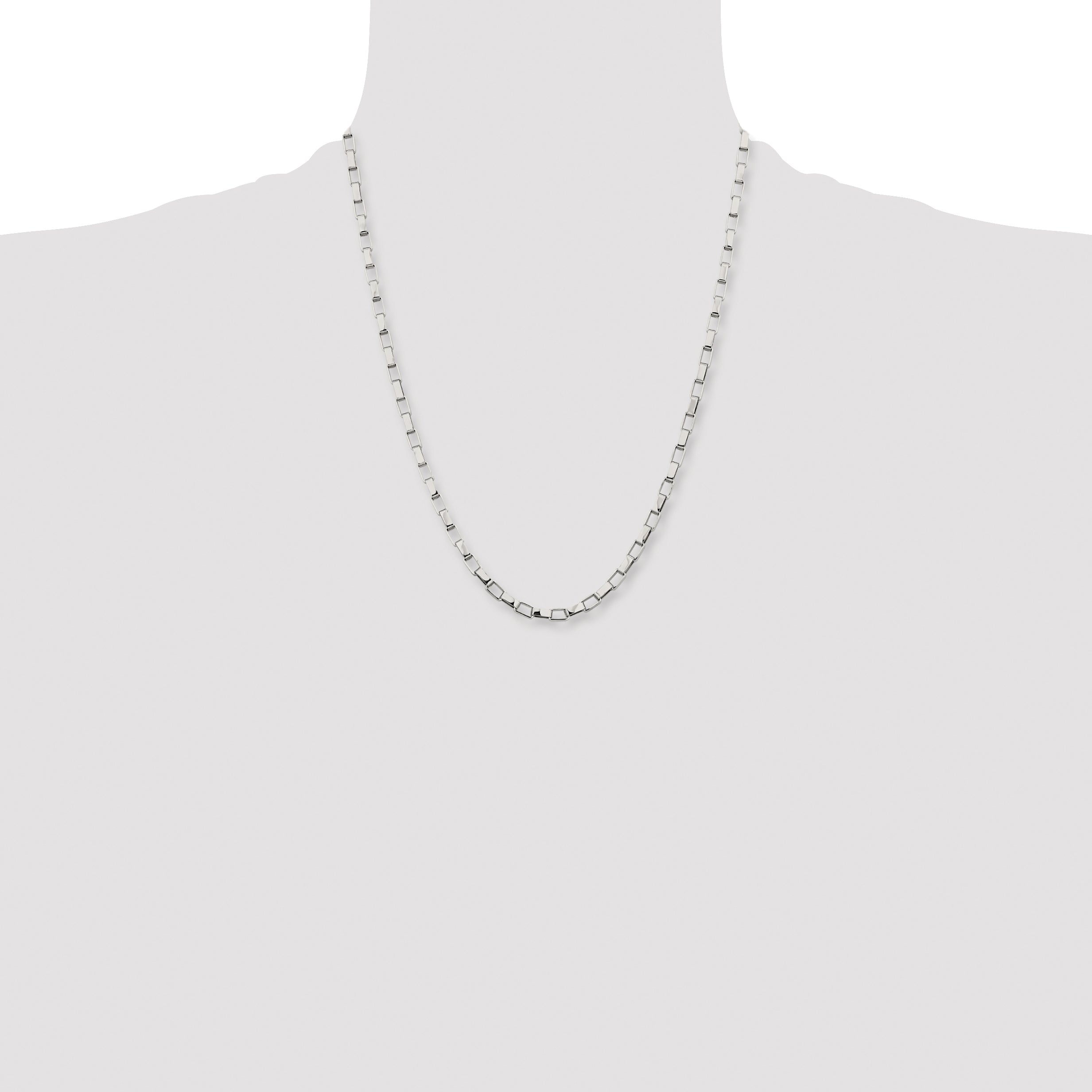 Stainless Steel Chisel Polished 4.8mm 22 Inch Square Link Chain