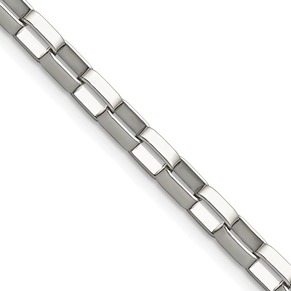 Stainless Steel Chisel Polished 4.8mm Square Link Chain Necklace