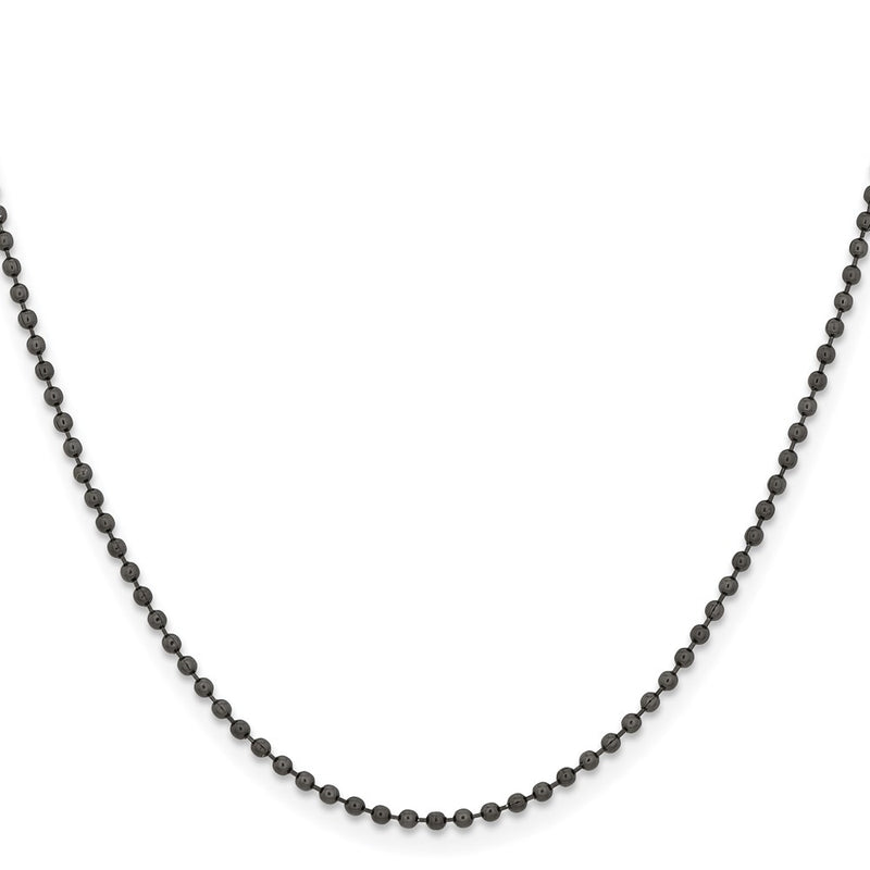 Stainless Steel Chisel Polished Black Ip-Plated 2mm 30 Inch Ball Chain Necklace
