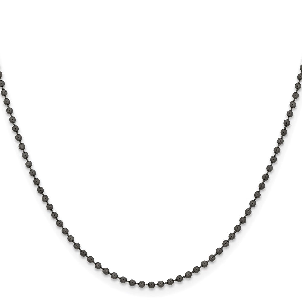 Stainless Steel Chisel Polished Black Ip-Plated 2mm Ball Chain Necklace