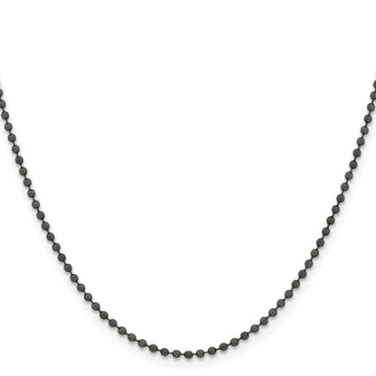 Stainless Steel Chisel Polished Black Ip-Plated 2mm Ball Chain Necklace