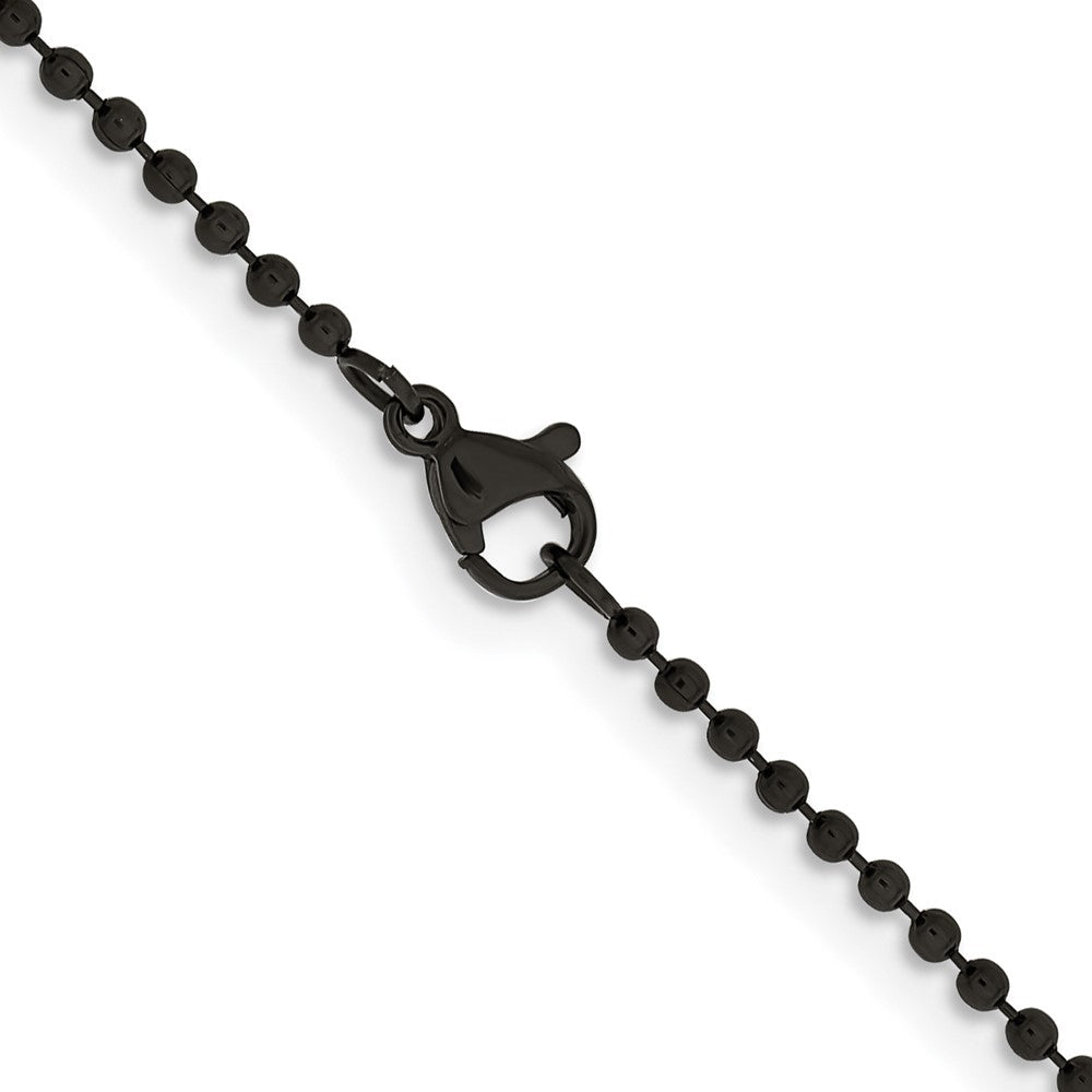 Stainless Steel Chisel Polished Black Ip-Plated 2mm Ball Chain Necklace