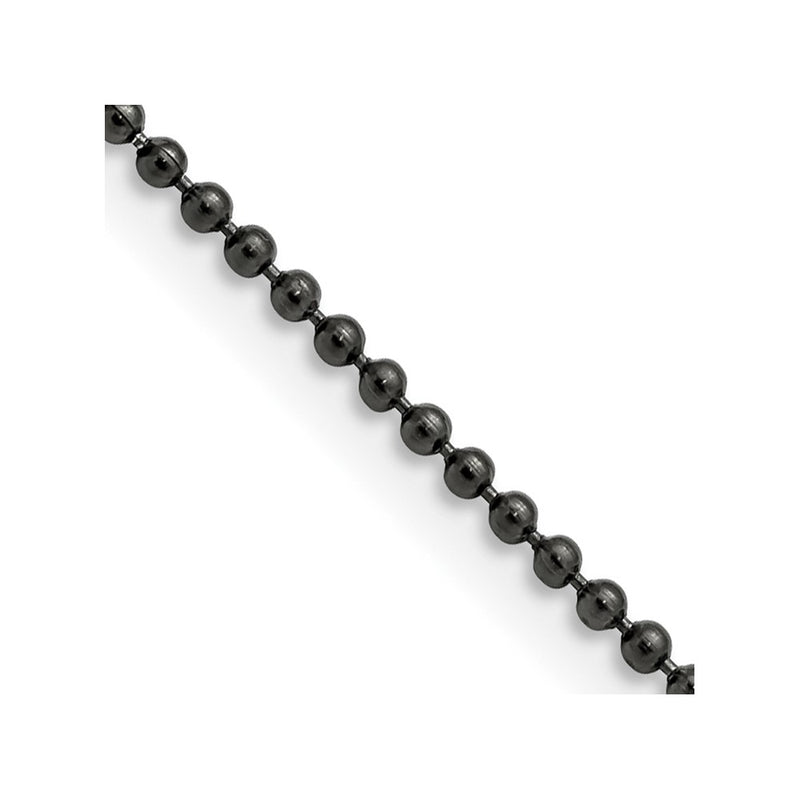 Stainless Steel Chisel Polished Black Ip-Plated 2mm 30 Inch Ball Chain Necklace