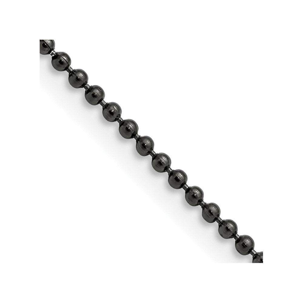 Stainless Steel Chisel Polished Black Ip-Plated 2mm Ball Chain Necklace
