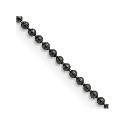 Stainless Steel Chisel Polished Black Ip-Plated 2mm Ball Chain Necklace
