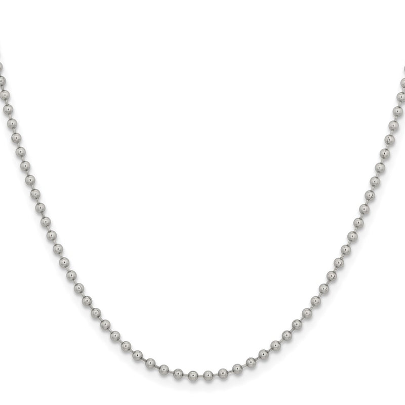 Stainless Steel Chisel Polished 2.4mm 16 Inch Ball Chain Necklace