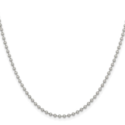 Stainless Steel Chisel Polished 2.4mm 20 Inch Ball Chain Necklace