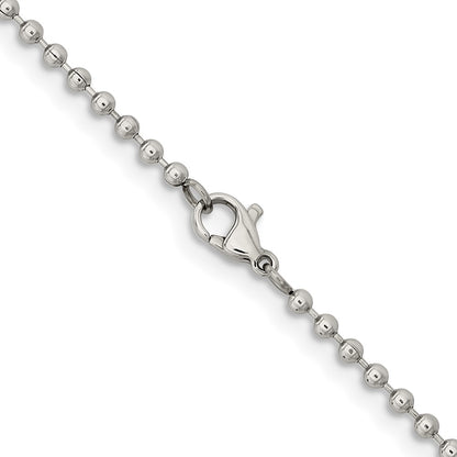 Stainless Steel Chisel Polished 2.4mm Ball Chain Necklace