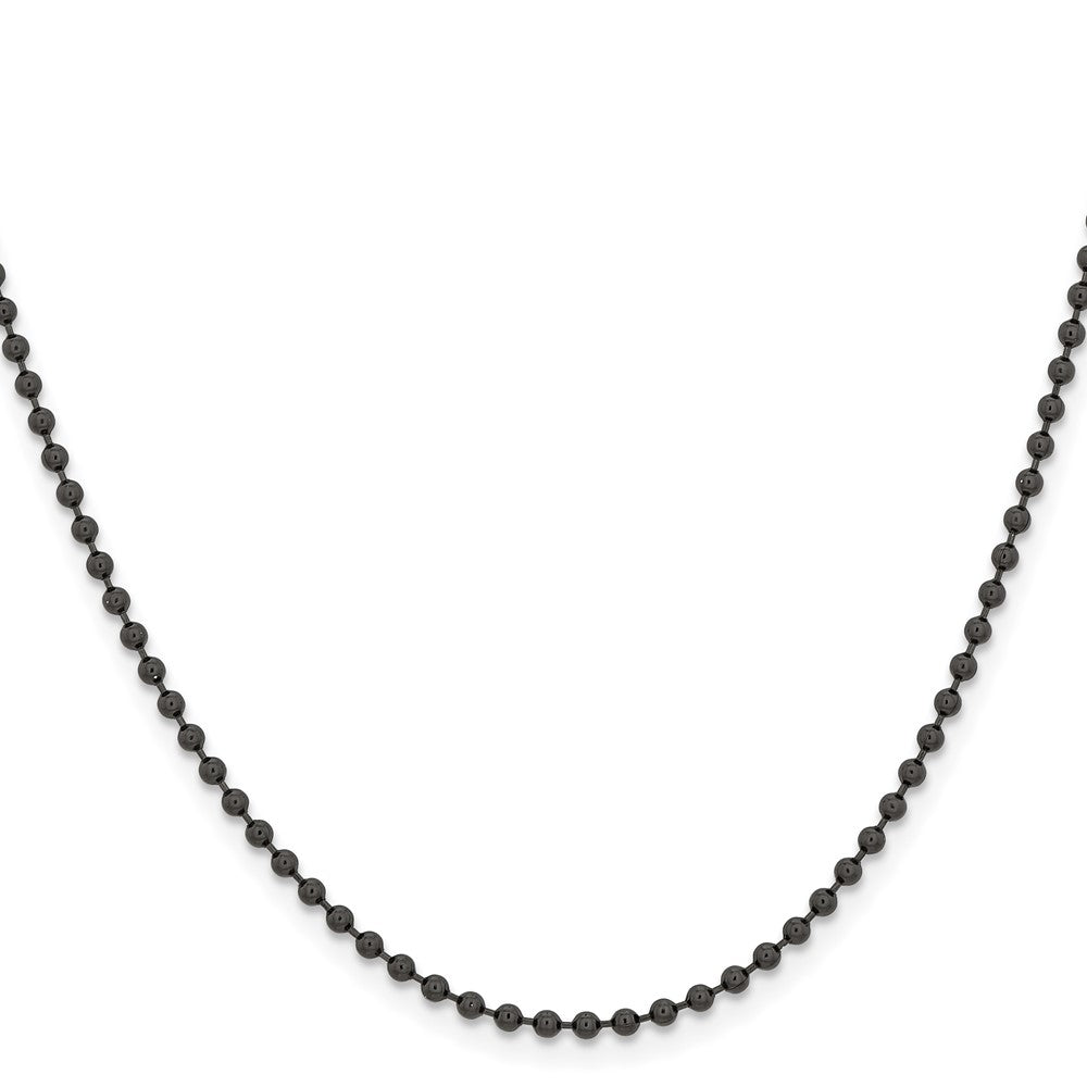 Stainless Steel Chisel Polished Black Ip-Plated 2.4mm 30 Inch Ball Chain Necklace