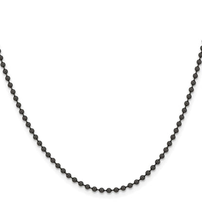 Stainless Steel Chisel Polished Black Ip-Plated 2.4mm 30 Inch Ball Chain Necklace