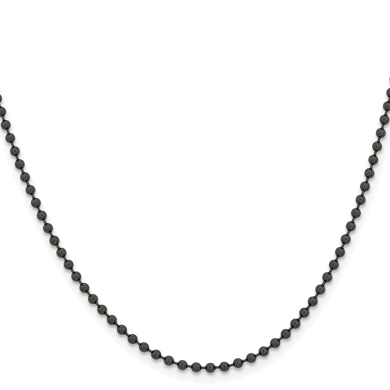 Stainless Steel Chisel Polished Black Ip-Plated 2.4mm 18 Inch Ball Chain Necklace