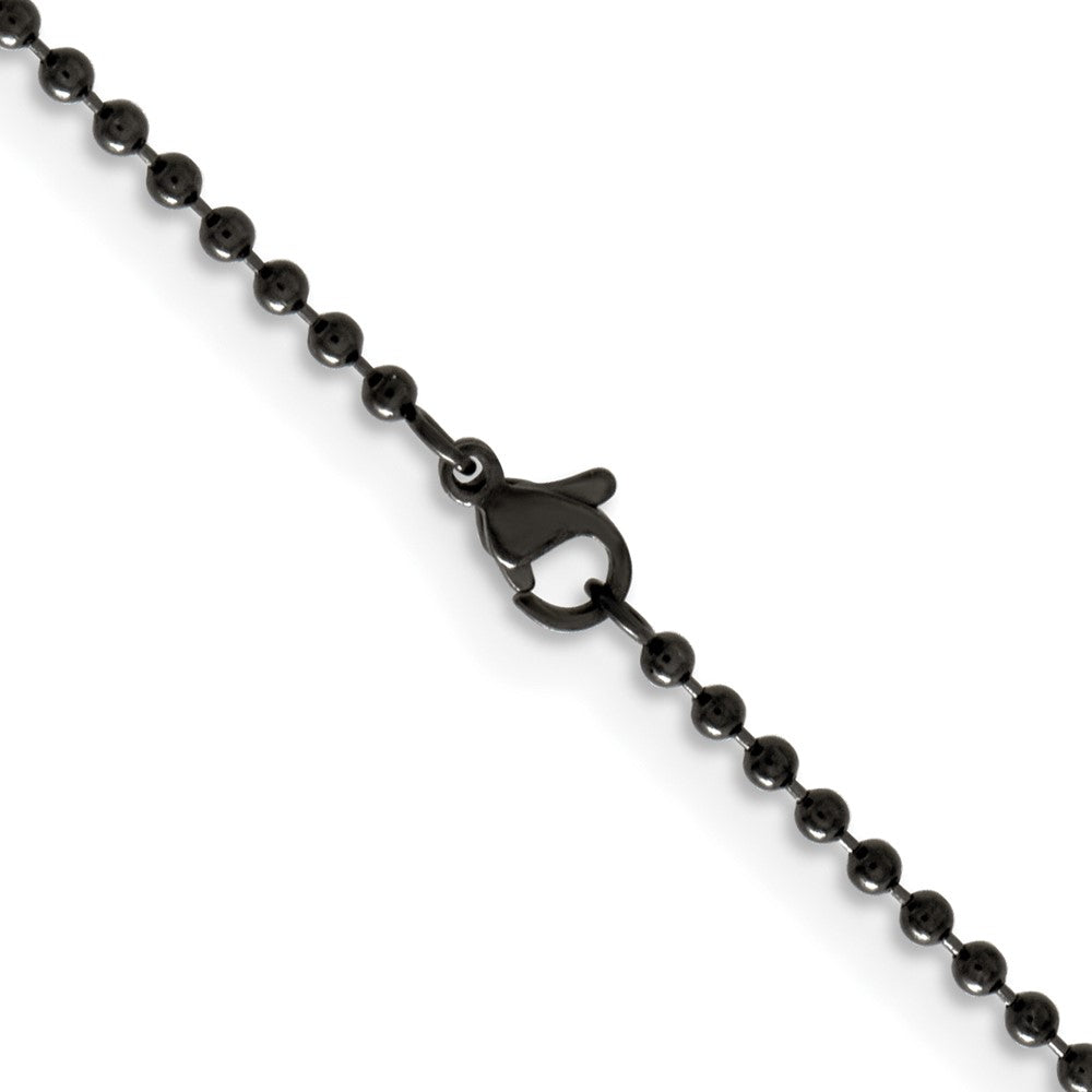 Stainless Steel Chisel Polished Black Ip-Plated 2.4mm 30 Inch Ball Chain Necklace