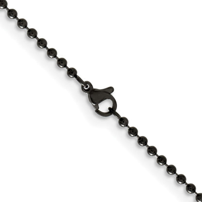 Stainless Steel Chisel Polished Black Ip-Plated 2.4mm 30 Inch Ball Chain Necklace