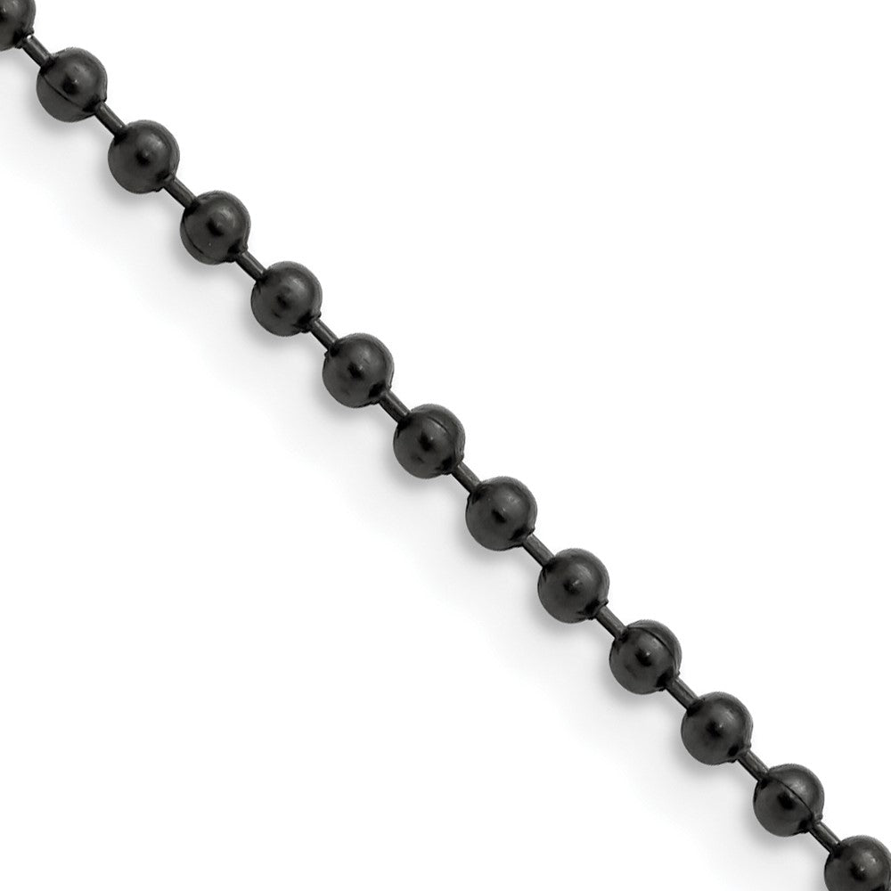 Stainless Steel Chisel Polished Black Ip-Plated 2.4mm 30 Inch Ball Chain Necklace