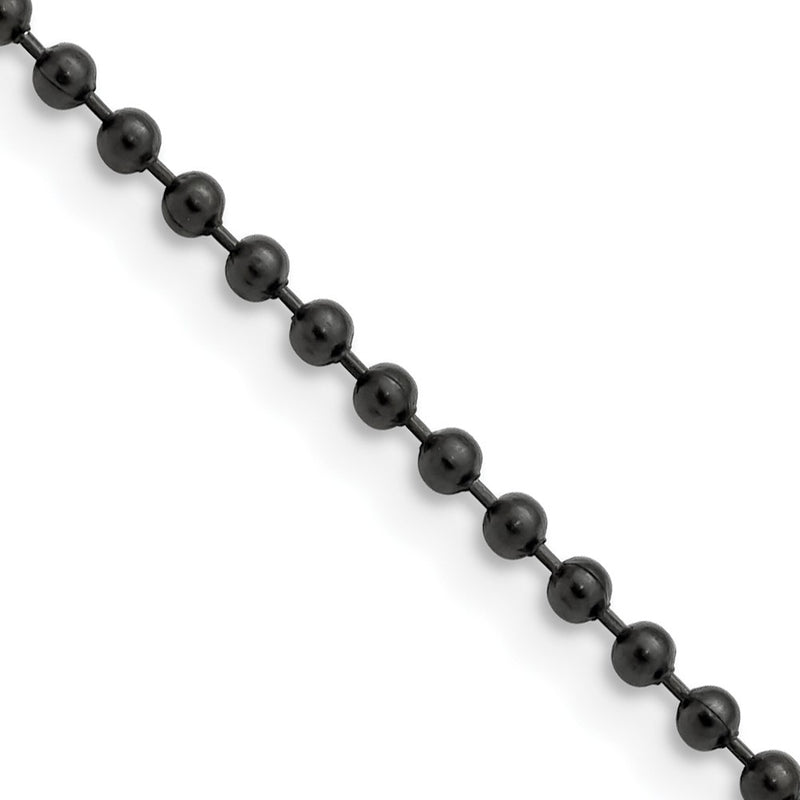 Stainless Steel Chisel Polished Black Ip-Plated 2.4mm 30 Inch Ball Chain Necklace