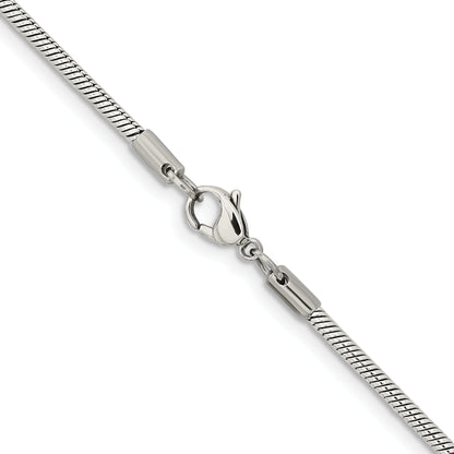 Stainless Steel Chisel Polished 2.4mm 22 Inch Snake Chain
