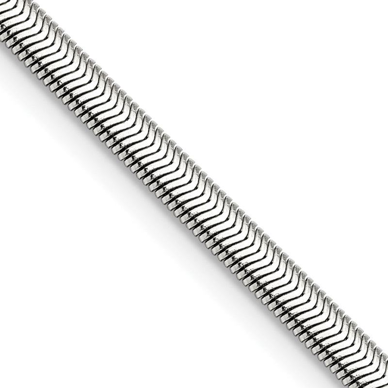 Stainless Steel Chisel Polished 4.2mm 24 Inch Flat Snake Chain Necklace