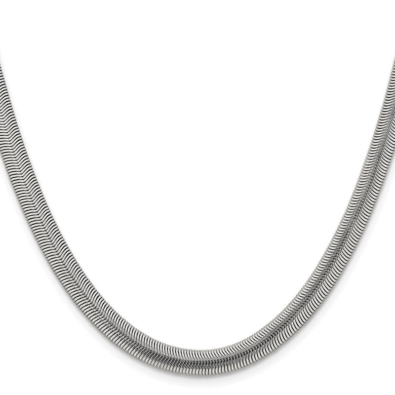 Stainless Steel Chisel Polished 6.2mm 20 Inch Flat Snake Chain Necklace