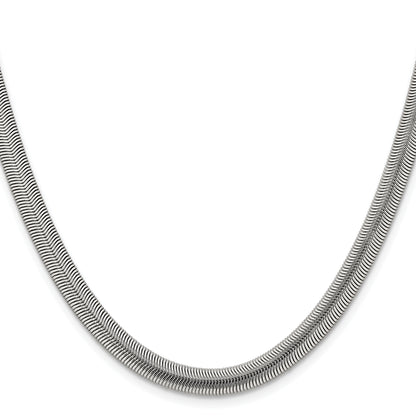 Stainless Steel Chisel Polished 6.2mm 24 Inch Flat Snake Chain