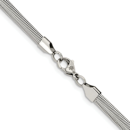 Stainless Steel Chisel Polished 6.2mm 24 Inch Flat Snake Chain