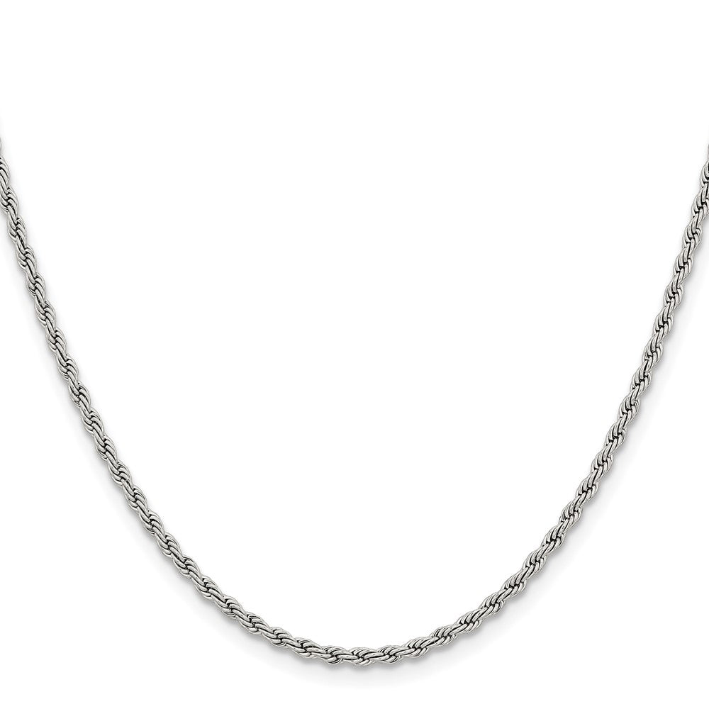 Stainless Steel Chisel Polished 2.4mm 20 Inch Rope Chain Necklace