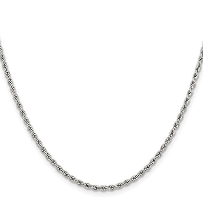 Stainless Steel Chisel Polished 2.4mm 20 Inch Rope Chain Necklace