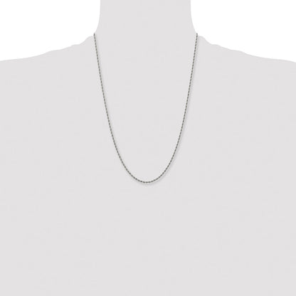 Stainless Steel Chisel Polished 2.4mm 24 Inch Rope Chain Necklace