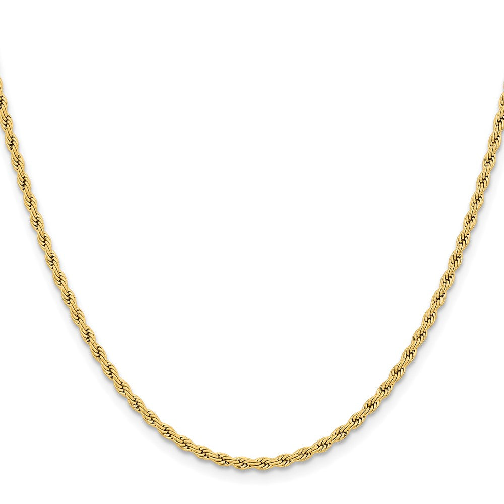 Stainless Steel Chisel Polished Yellow Ip-Plated 2.4mm 24 Inch Rope Chain Necklace