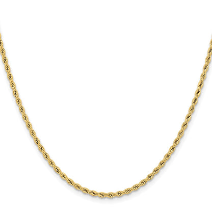 Stainless Steel Chisel Polished Yellow Ip-Plated 2.4mm 24 Inch Rope Chain Necklace