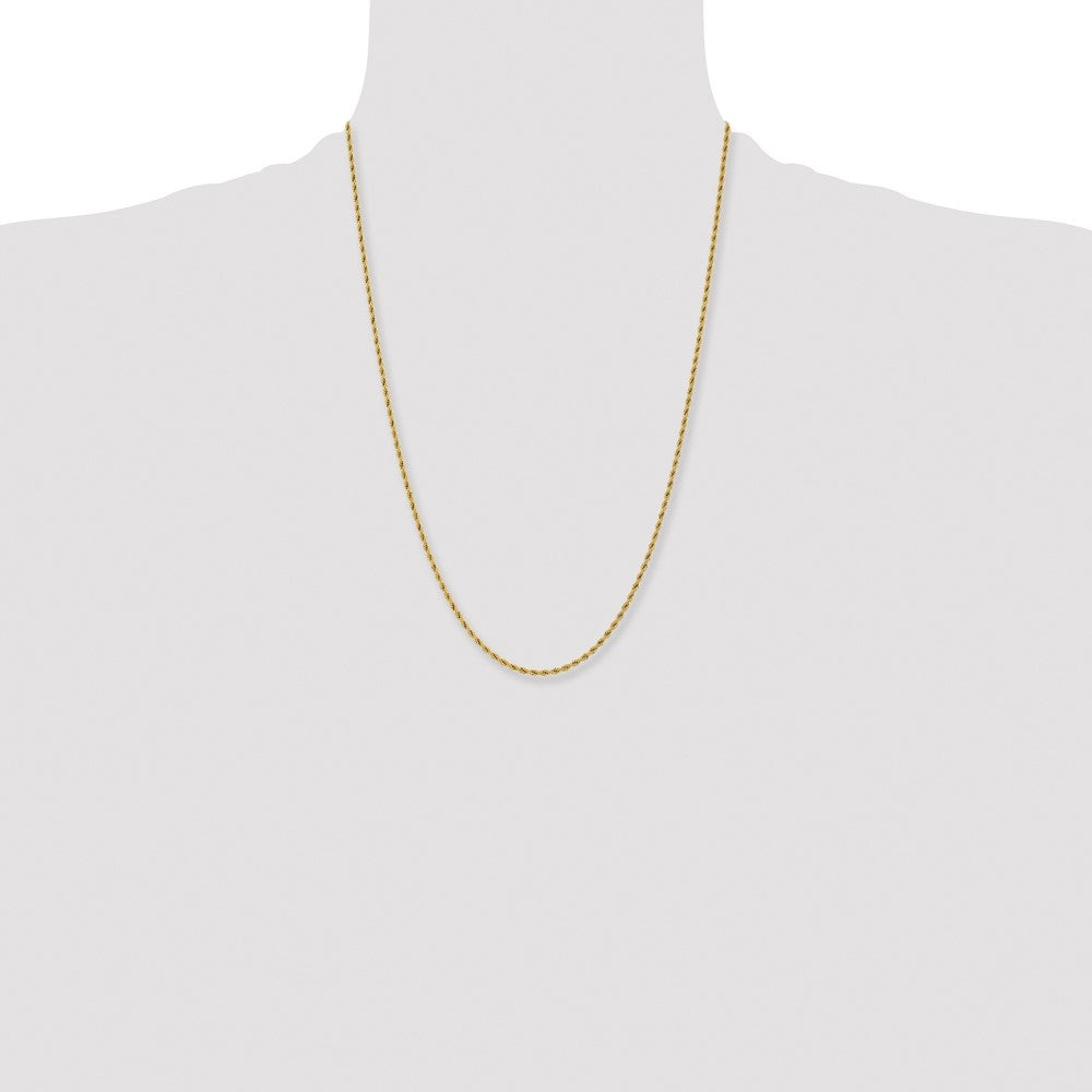 Stainless Steel Chisel Polished Yellow Ip-Plated 2.4mm 24 Inch Rope Chain Necklace