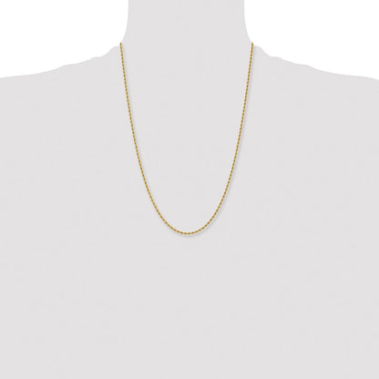 Stainless Steel Chisel Polished Yellow Ip-Plated 2.4mm 24 Inch Rope Chain Necklace