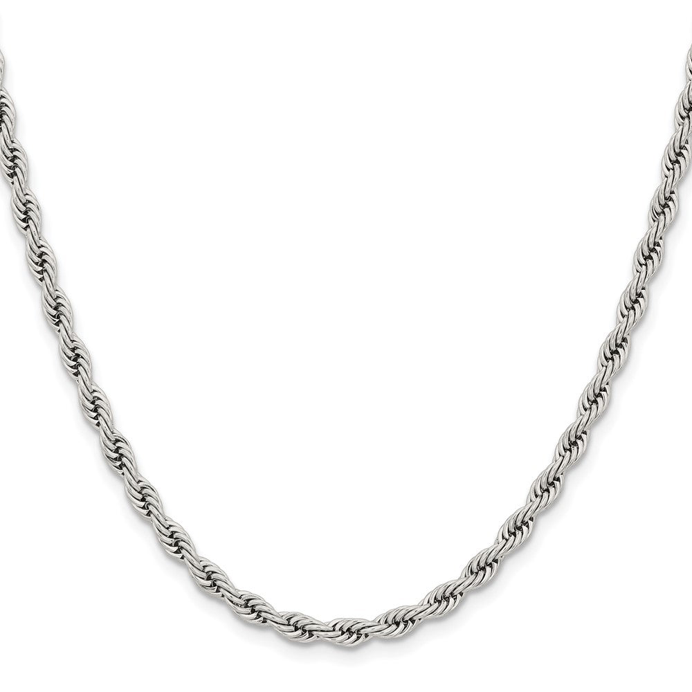 Stainless Steel Chisel Polished 4mm 20 Inch Rope Chain Necklace