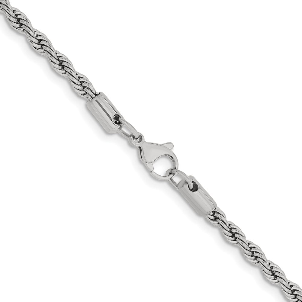 Stainless Steel Chisel Polished 4mm 20 Inch Rope Chain Necklace